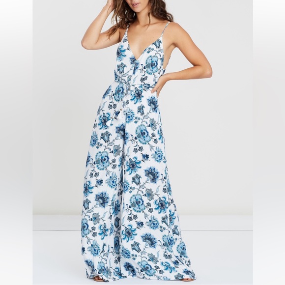Tigerlily Pants - TIGERLILY Aliki Blue Floral Wide Leg Jumpsuit NWT RRP$180